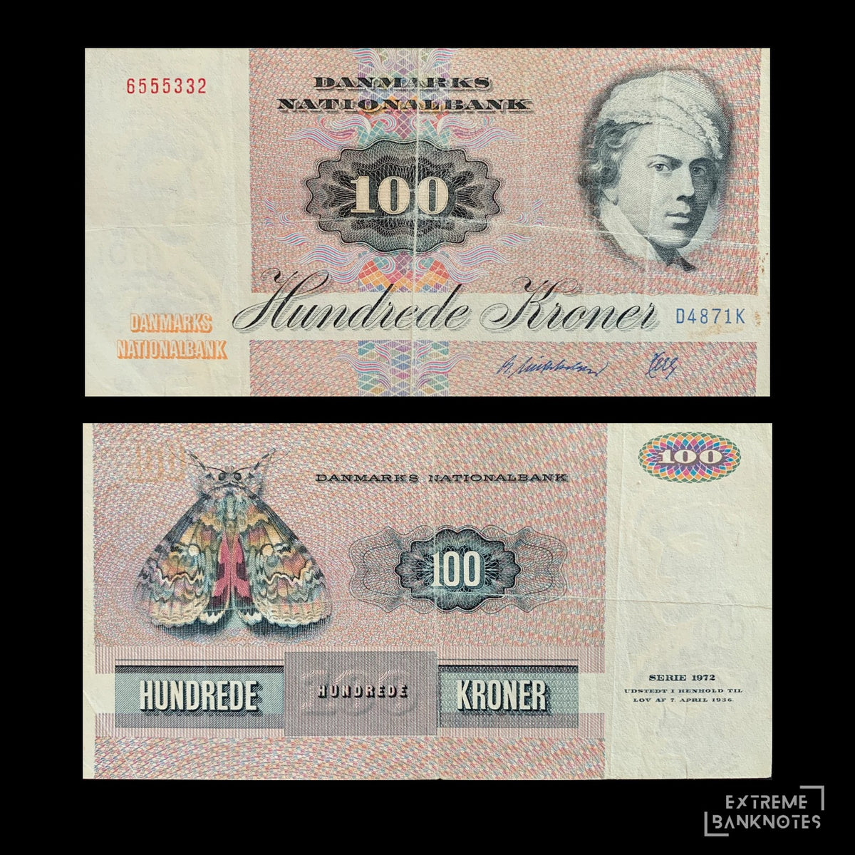 Denmark 100 Kroner 1987 P-51q VF – front and back