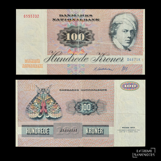 Denmark 100 Kroner 1987 P-51q VF – front and back