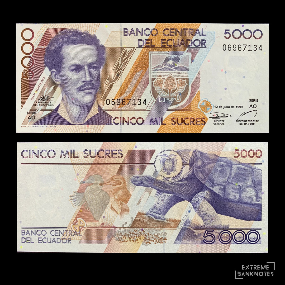 Ecuador 5000 Sucres 1999 P-128c UNC – front and back