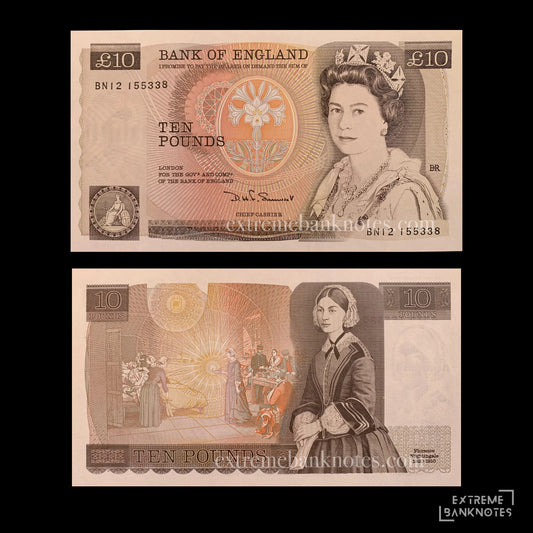 England 10 Pounds ND (1984-1986) P-379c UNC – front and back