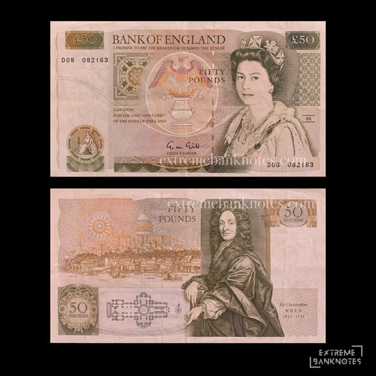 England 50 Pounds ND (1984-1986) P-381b VF – front and back