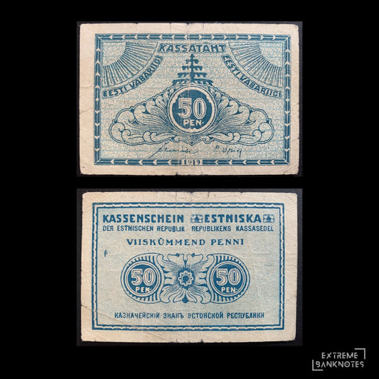 Estonia 50 Penni 1919 P-42 F – front and back