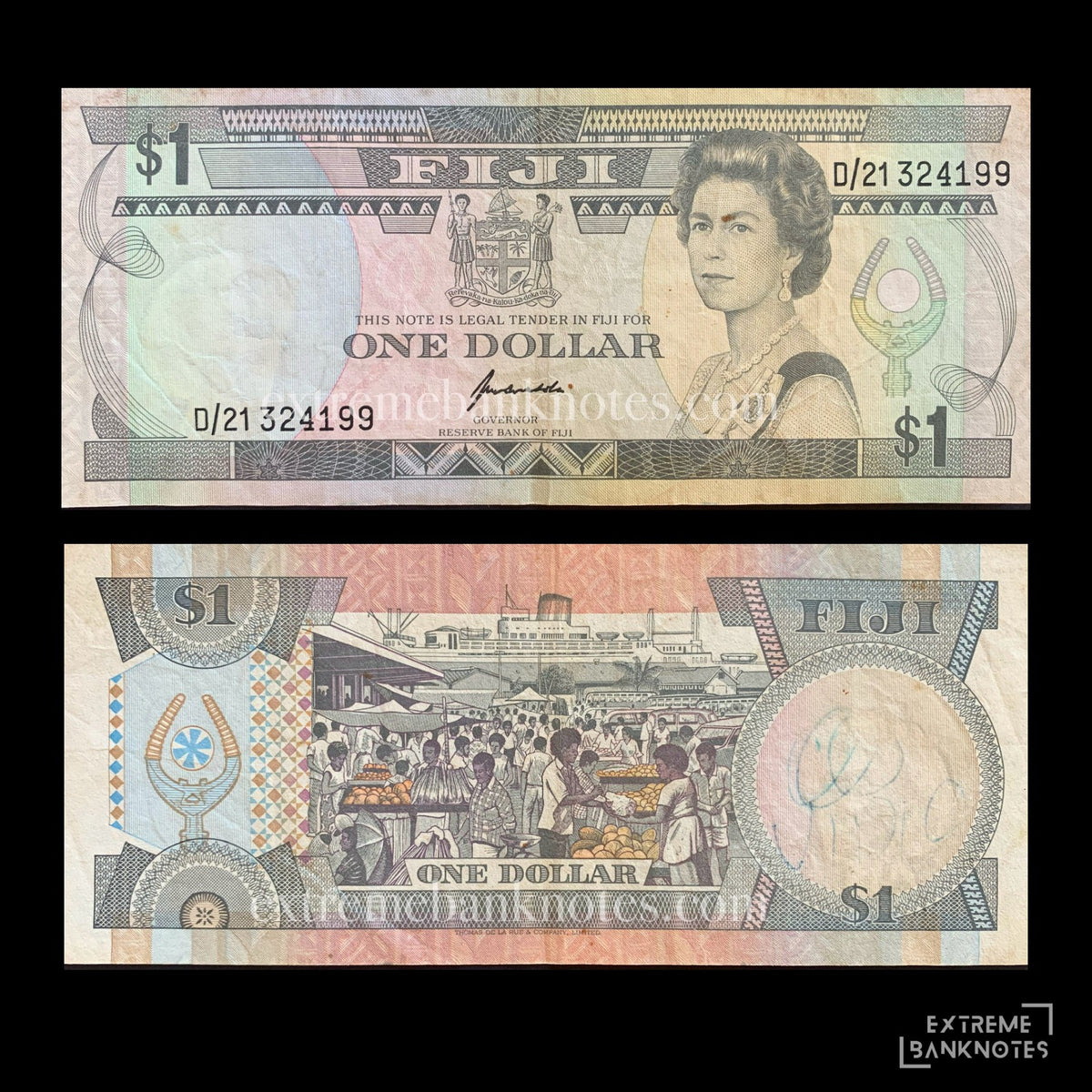 Fiji 1 Dollar ND (1987) P86 VF – front and back