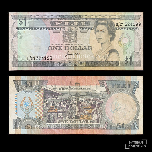 Fiji 1 Dollar ND (1987) P86 VF – front and back