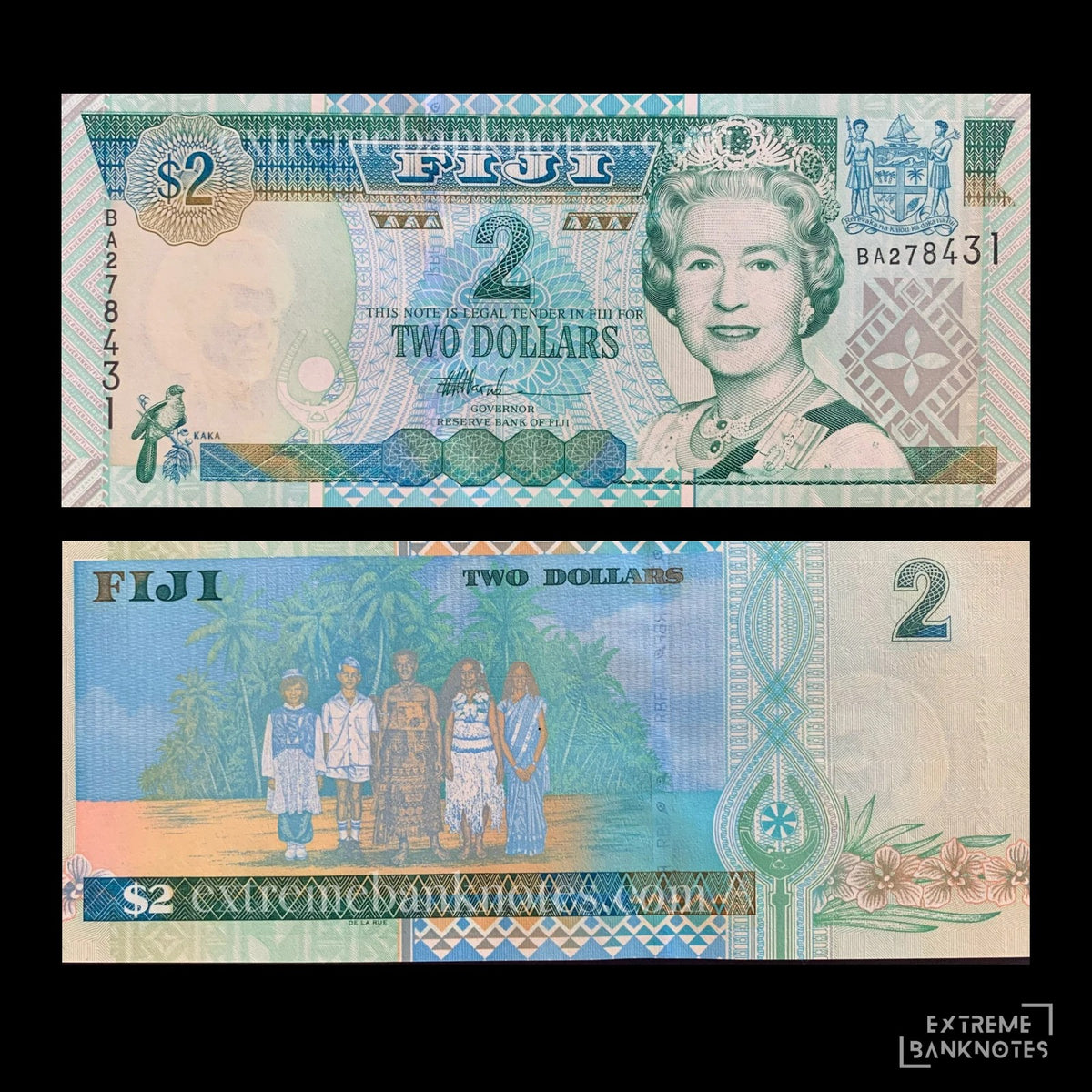 Fiji 2 Dollars ND (2002) P-104 UNC – front and back