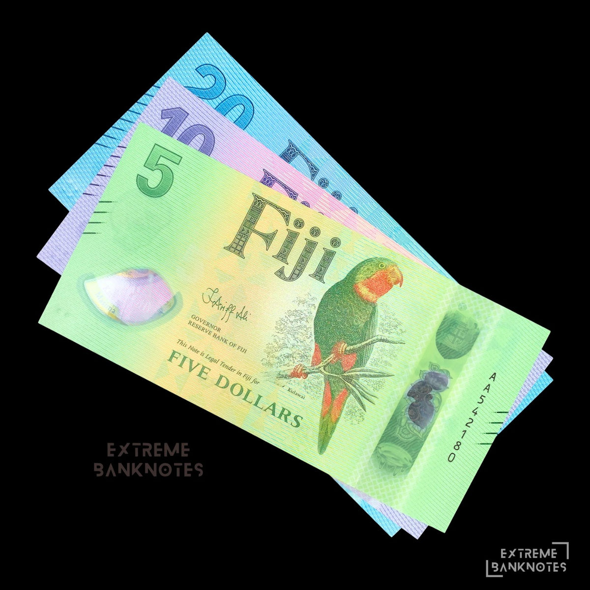 Fiji Polymer Dollar UNC Bundle – front and back