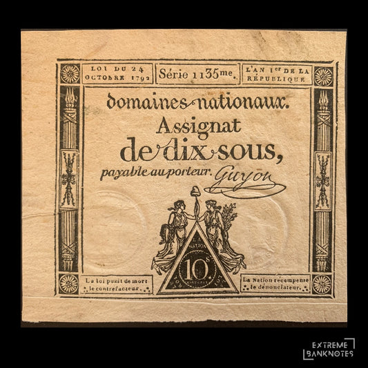 France 10 Sous Assignat 1792 P-A53 VF