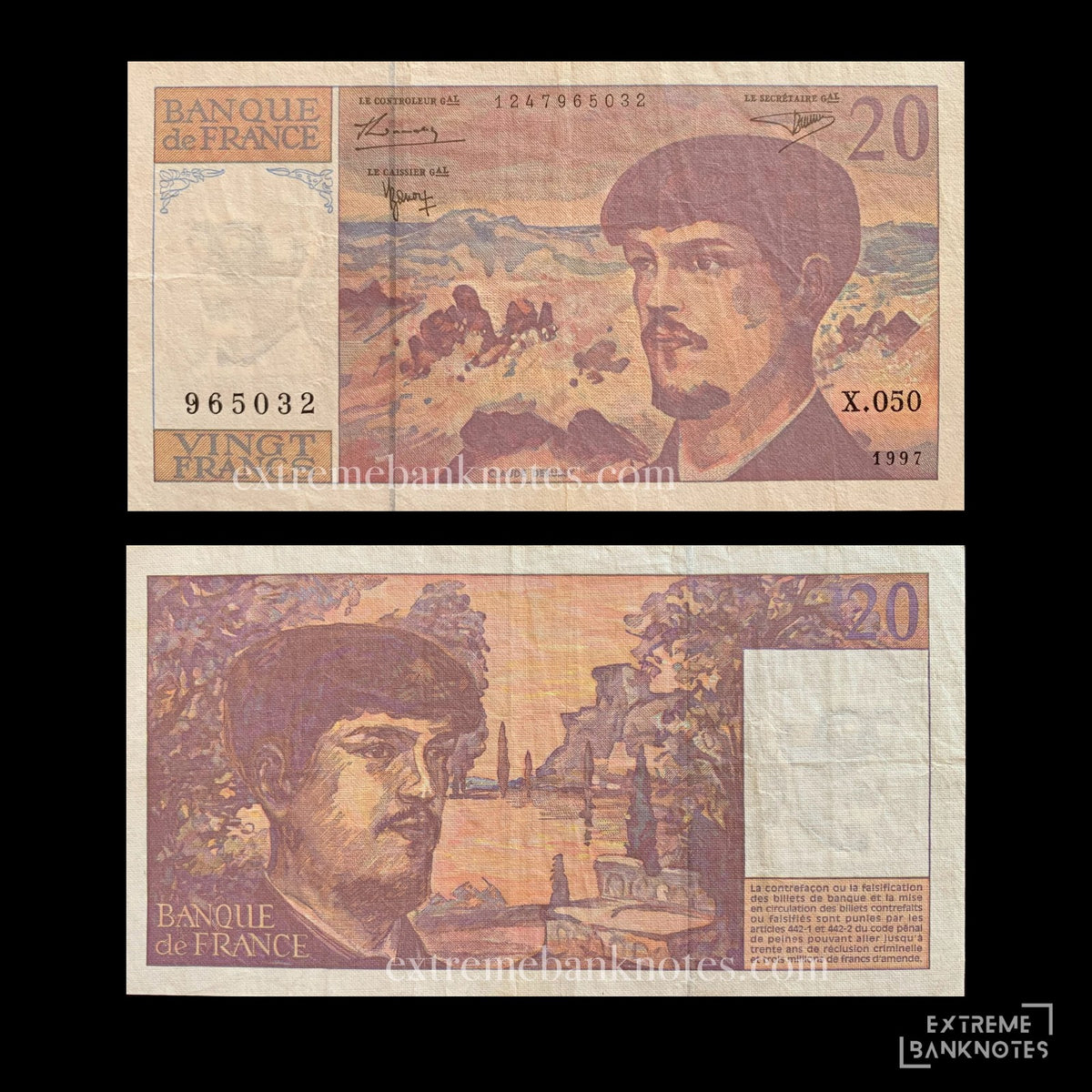 France 20 Francs 1997 P-151i VF – front and back