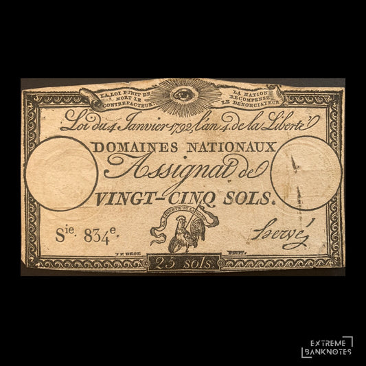 France 25 Sols Assignat 1796 P-A55 VF