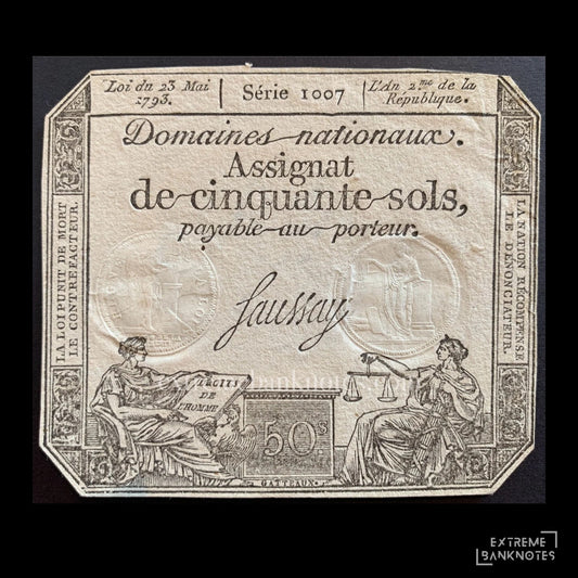 France 50 Sols Assignat 1793 P-A70b XF