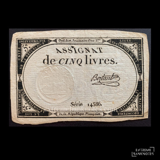 France 5 Livres Assignat 1793 P-A76 G
