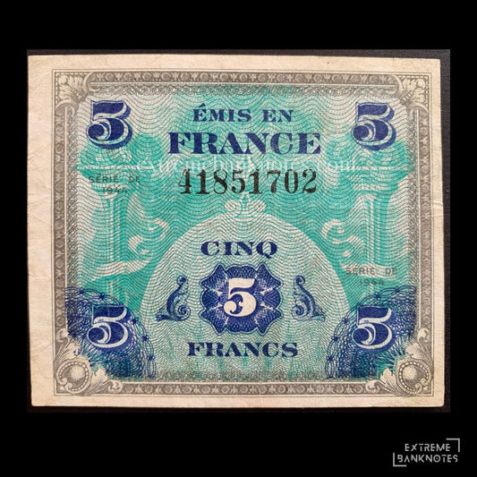 France Allied Military Currency 5 Francs 1944 P-115 VF