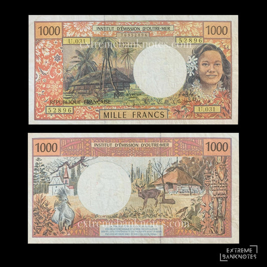 French Pacific Territories 1000 Francs ND (1996) P-2 VF – front and back