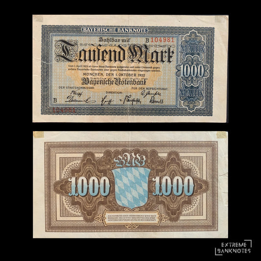 Germany 1000 Mark notgeld 1922 P-S924 F – front and back