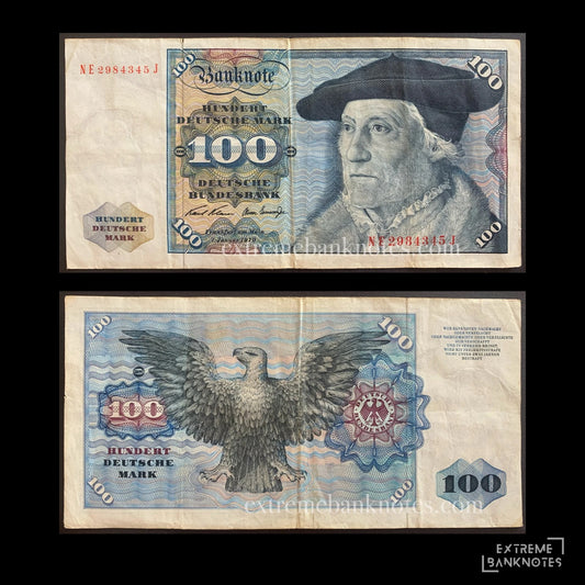 Germany 100 Mark 1970 P-34a F+/VF- – front and back