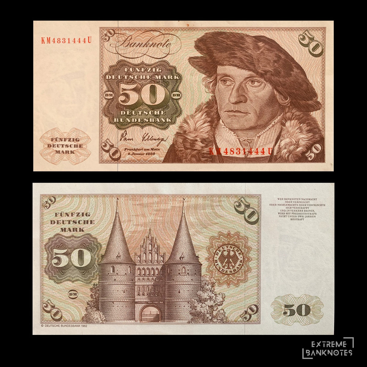 Germany 50 Deutsche Mark 1980 P-33d UNC – front and back