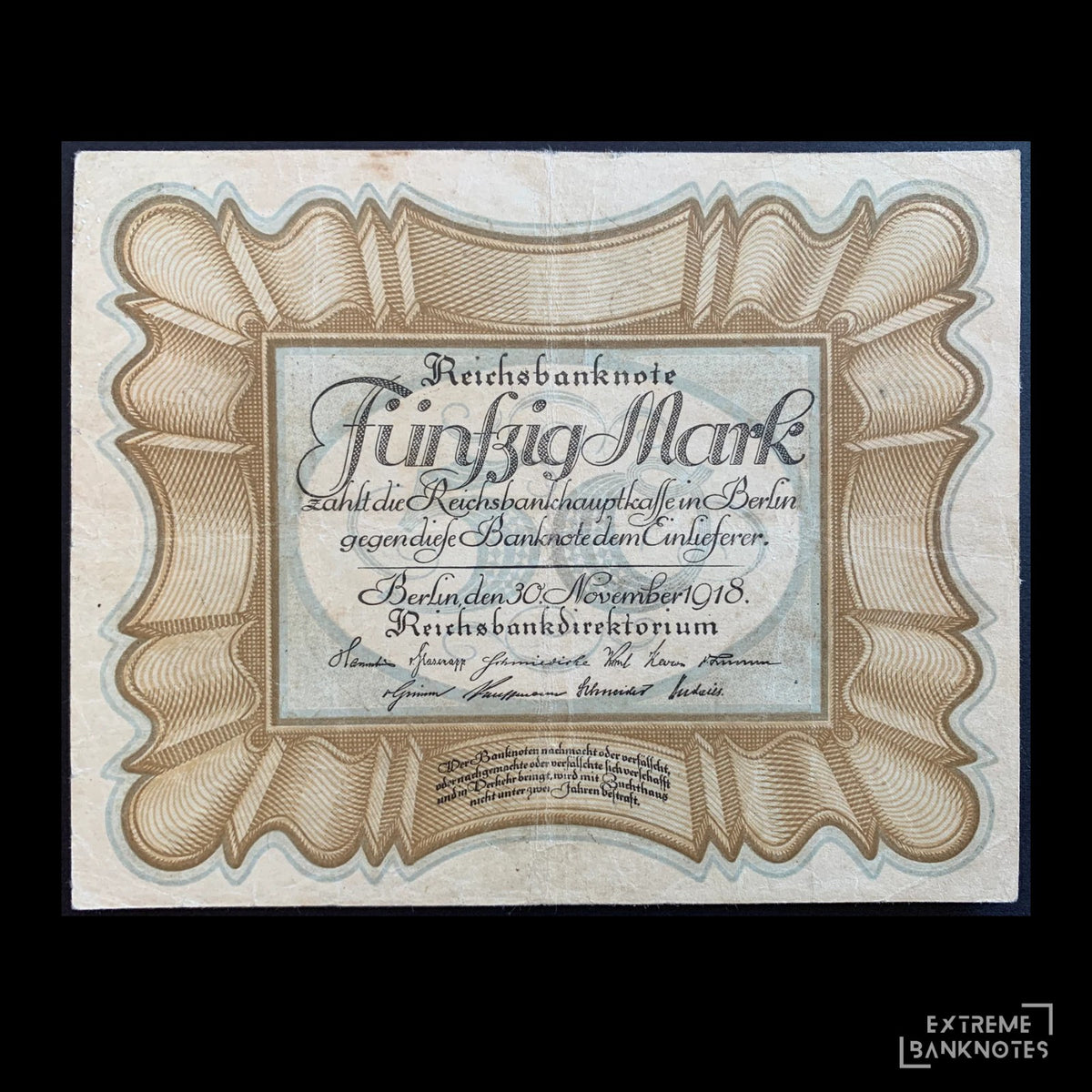 Germany 50 Mark 1918 P-65 VF Reichsbanknote "Egg note"