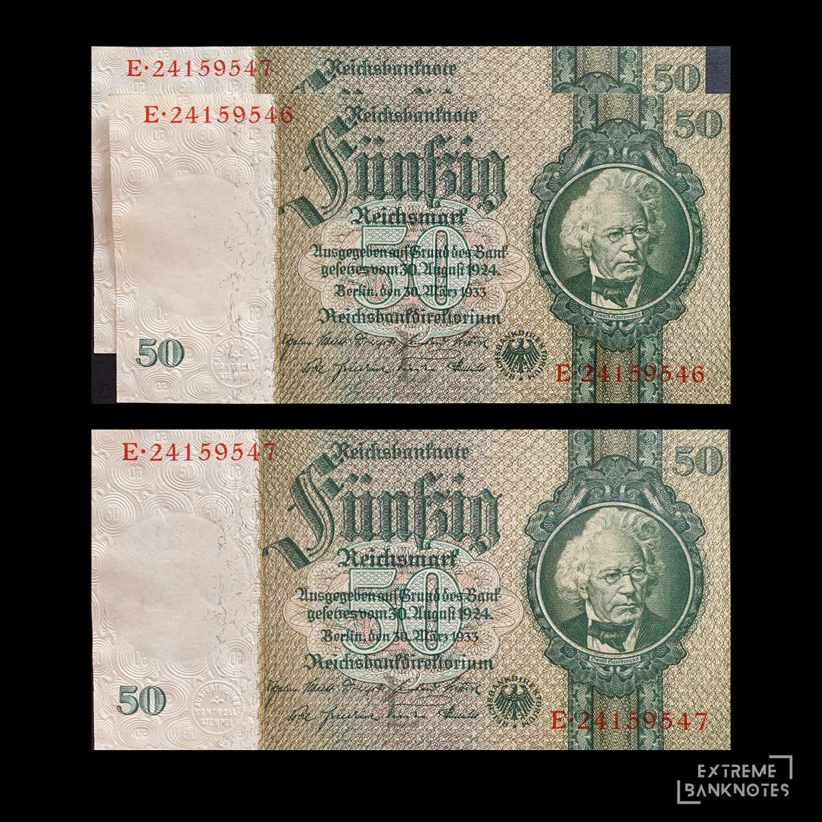 Germany 50 Reichsmark 1933 P-182 EF+ – front and back