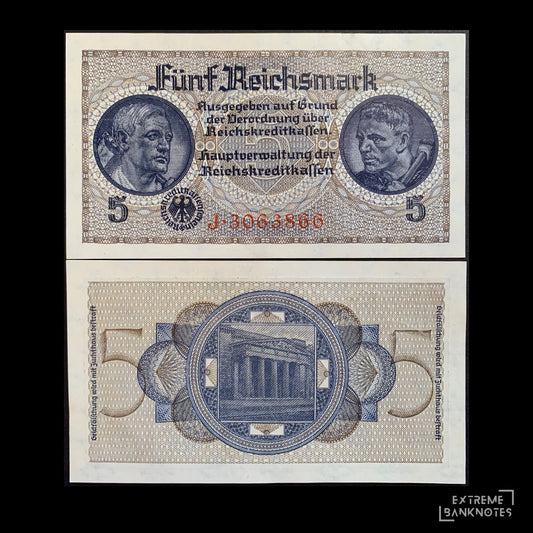 Germany 5 Reichsmark ND (1940-45) P-R138a AUNC 7 digit serial number