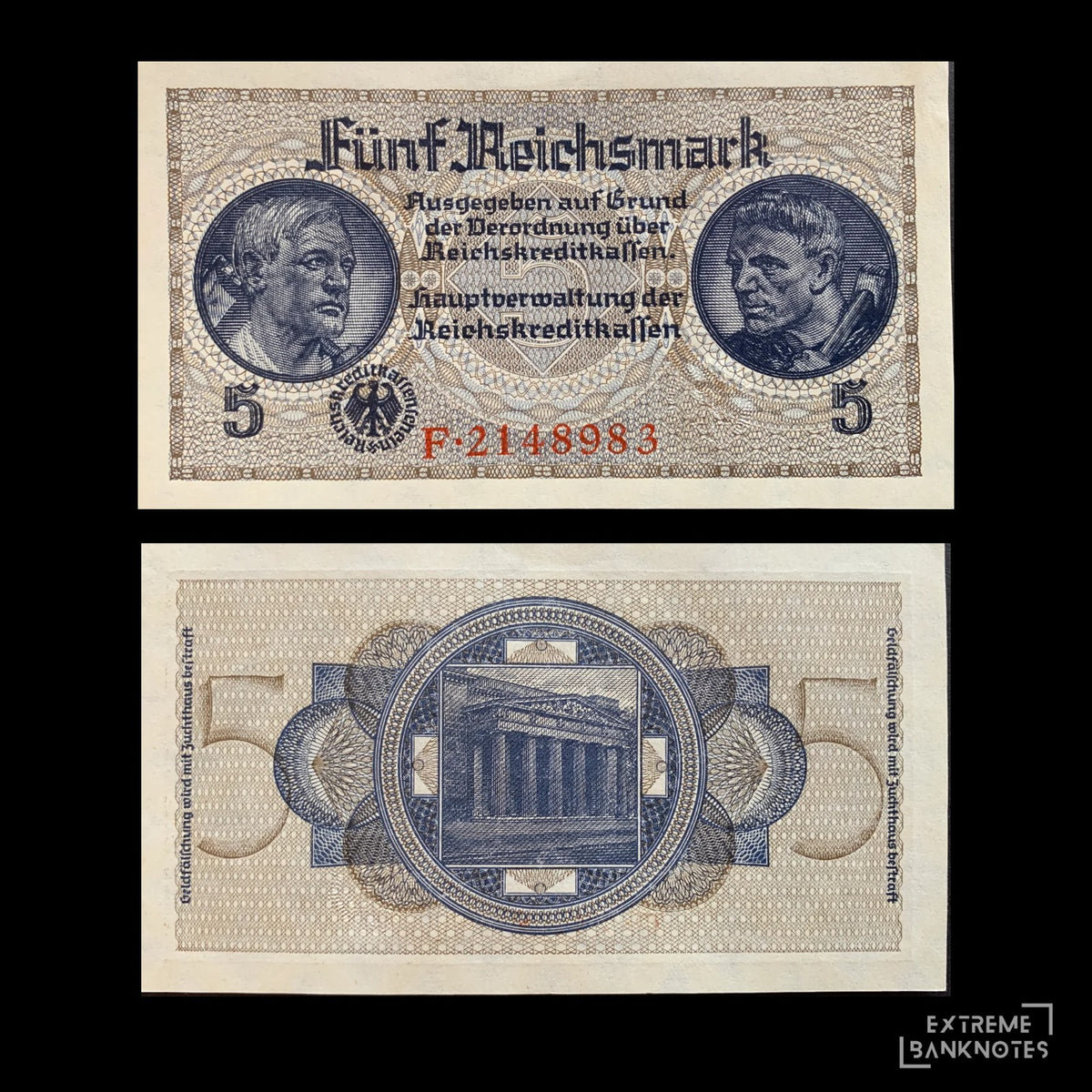 Germany 5 Reichsmark ND (1940-45) P-R138a UNC – front and back