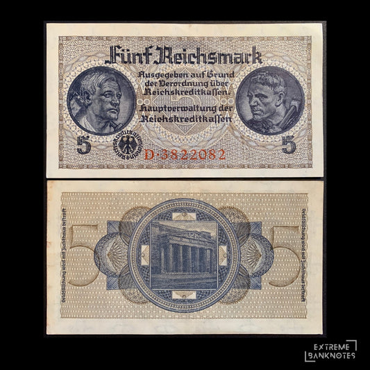 Germany 5 Reichsmark ND (1940-45) P-R138a VF 7 digit serial number