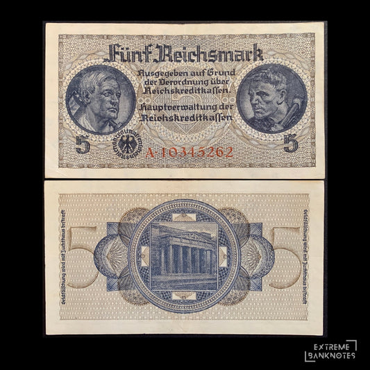 Germany 5 Reichsmark ND (1940-45) P-R138b VF 8 digit serial number