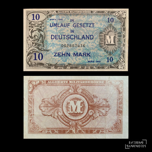 Germany, Allied Military 10 Mark 1944 P-194a VF – front and back