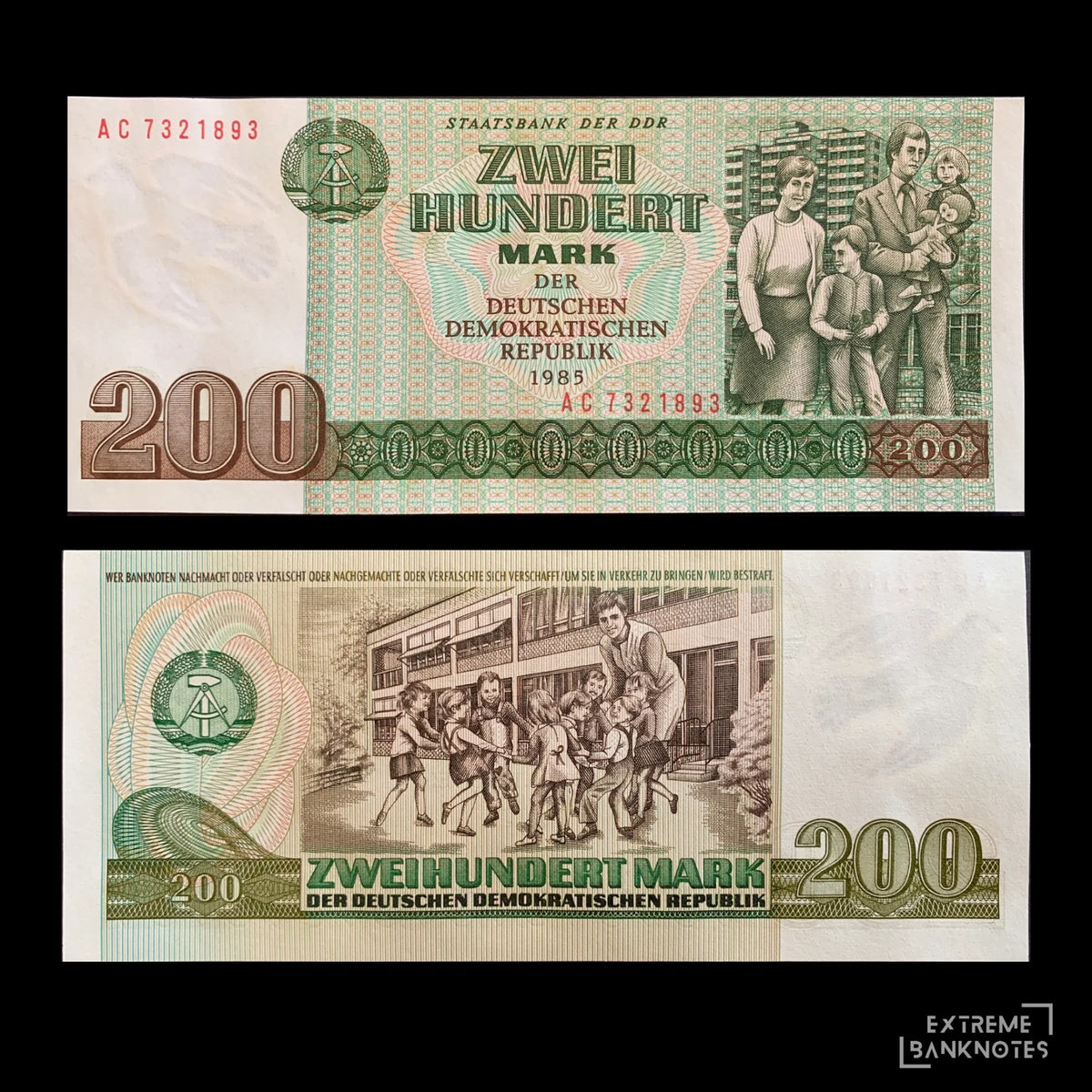 Germany, GDR 200 Mark 1985 P-32 UNC – front and back