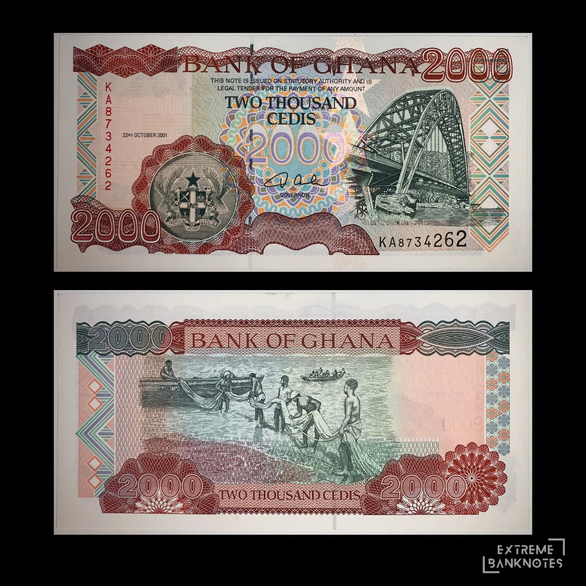 Ghana 2000 Cedis 2001 P-33f UNC – front and back