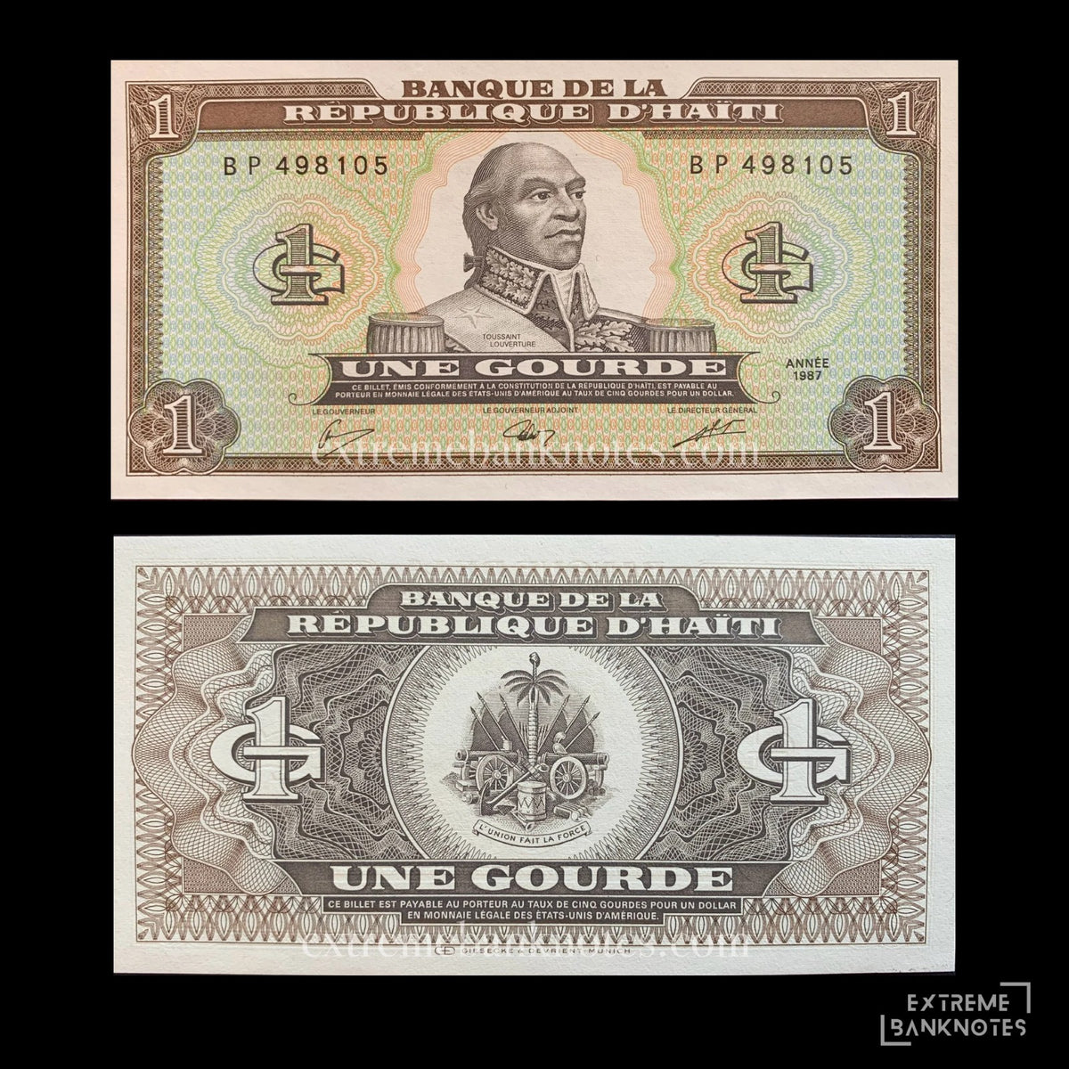 Haiti 1 Gourde 1987 P-245 UNC – front and back