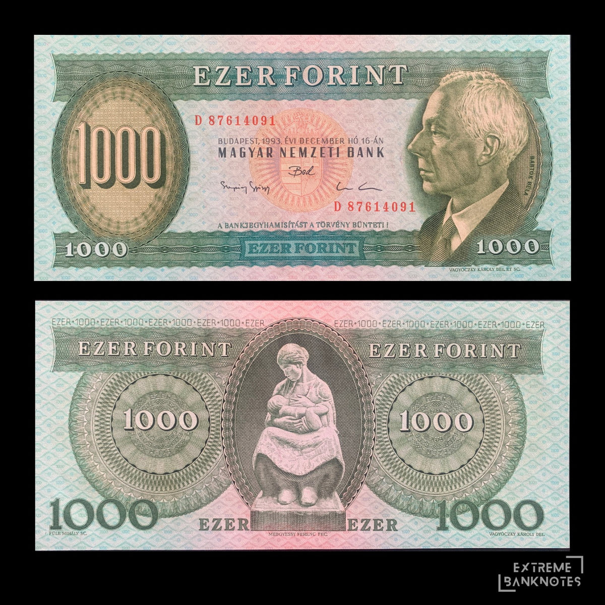 Hungary 1000 Forint 1993 P-176 UNC – front and back