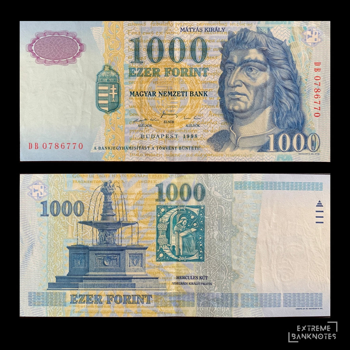 Hungary 1000 Forint 1998 P-180a XF – front and back