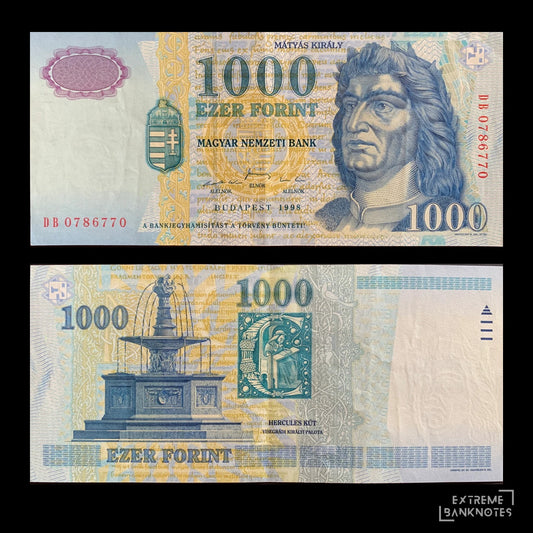 Hungary 1000 Forint 1998 P-180a XF – front and back