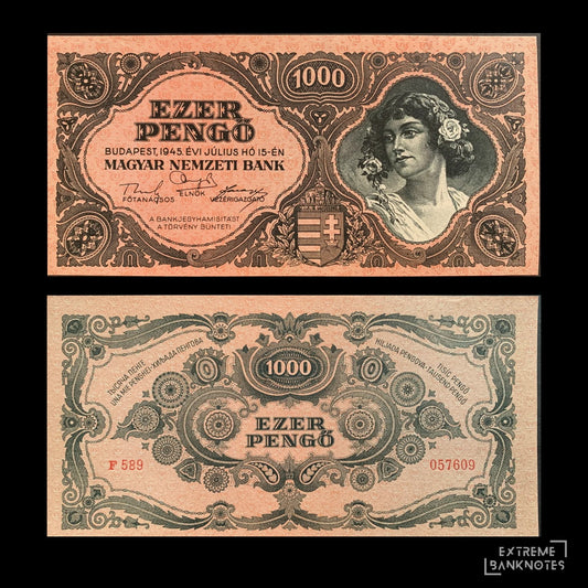 Hungary 1000 Pengő 1945 P-118a UNC – front and back