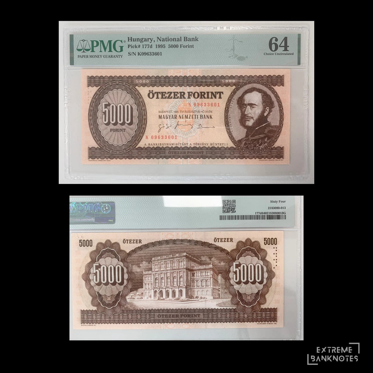 Hungary 5000 Forint 1995 "K SERIES" UNC PMG 64 P-177d – front and back
