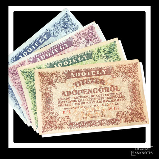 Hungary Adópengő F-VF – Hyperinflation Bundle – front and back