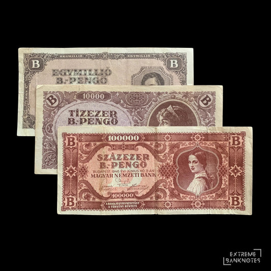 Hungary B.-Pengő 1946 F-VF – Hyperinflation Bundle – front and back