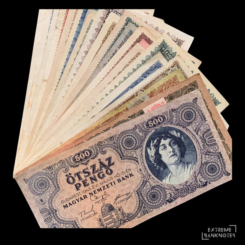 Hungary WWII 1946 F-XF – Complete Hyperinflation Bundle – front and back