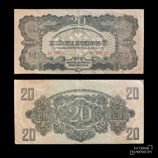 Hungary, russian occupation 20 Pengő 1944 P-M6 VF – front and back