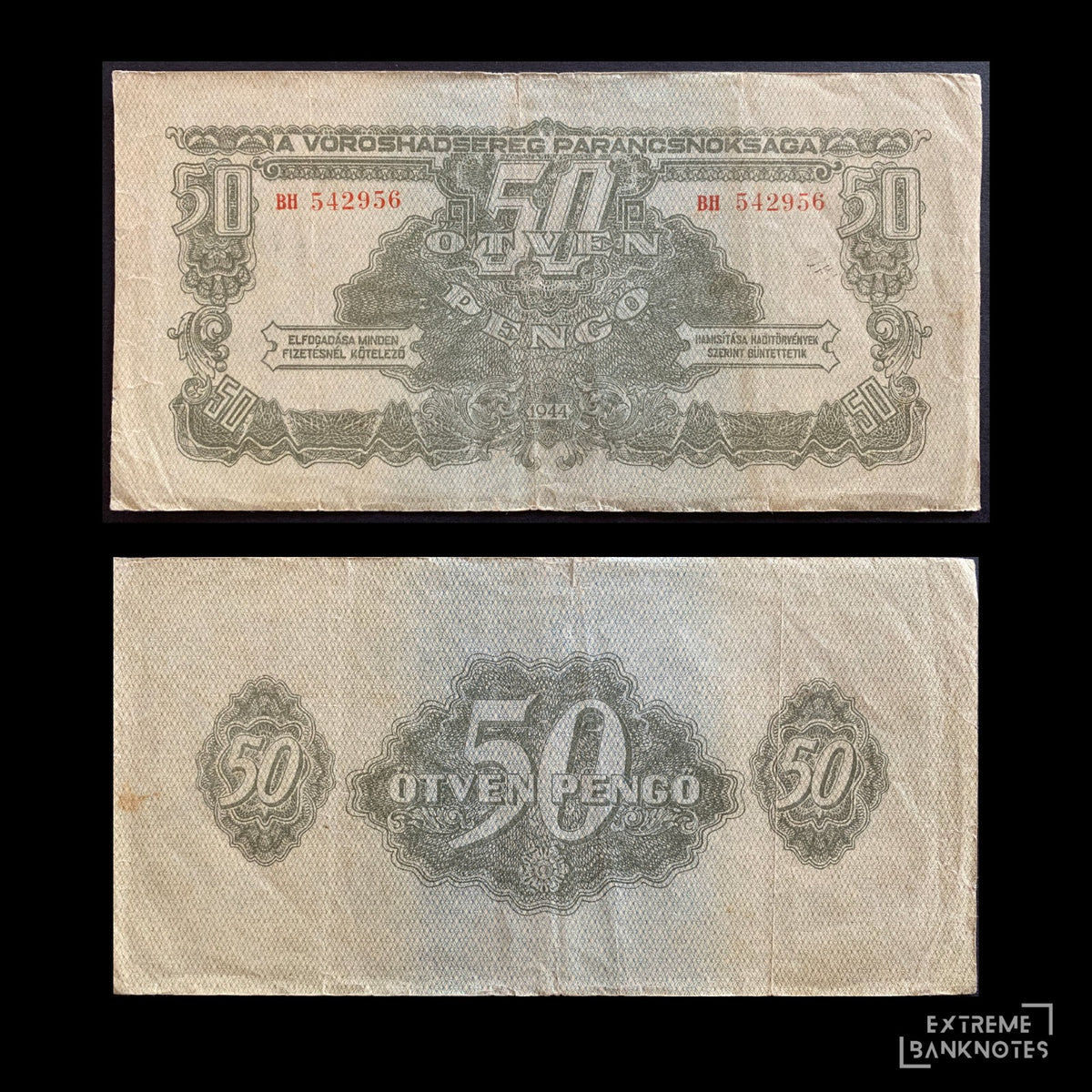 Hungary, russian occupation 50 Pengő 1944 P-M7 F – front and back