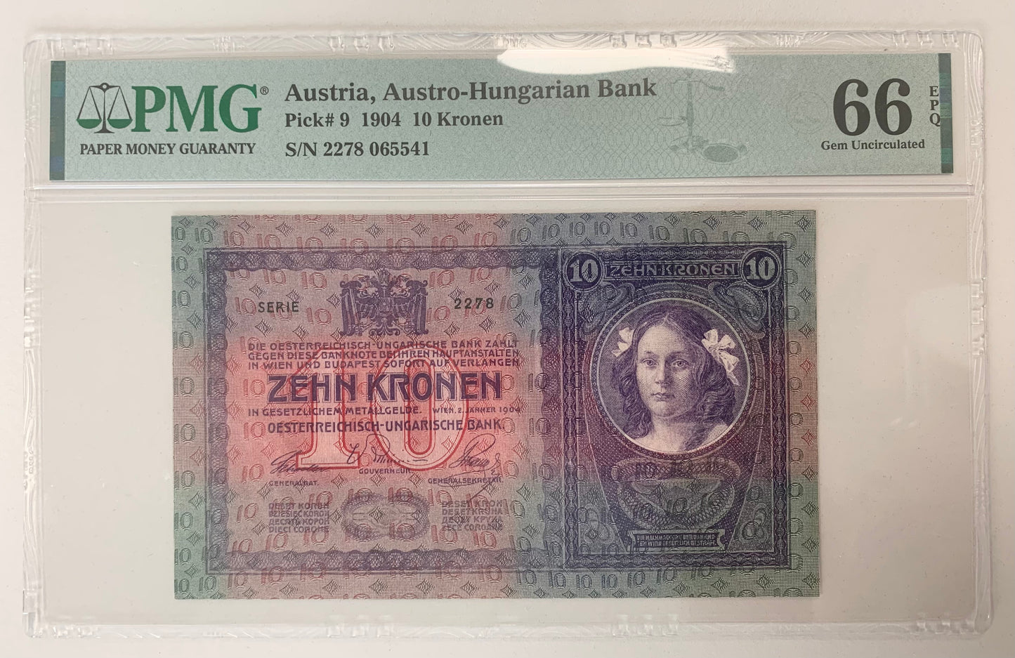 Autro-Hungary 10 Kronen 1904 UNC PMG 66 EPQ P-9
