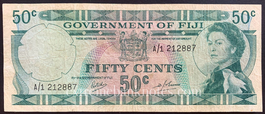 Fiji 50 Cents ND (1969) P-58 VF