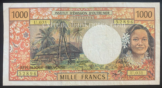 French Pacific Territories 1000 Francs ND (1996) P-2 VF