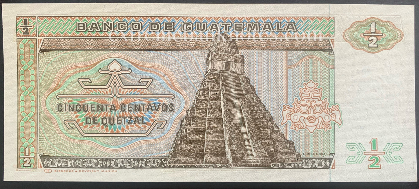 Guatemala 0.50 Quetzal 1989 P-65 UNC