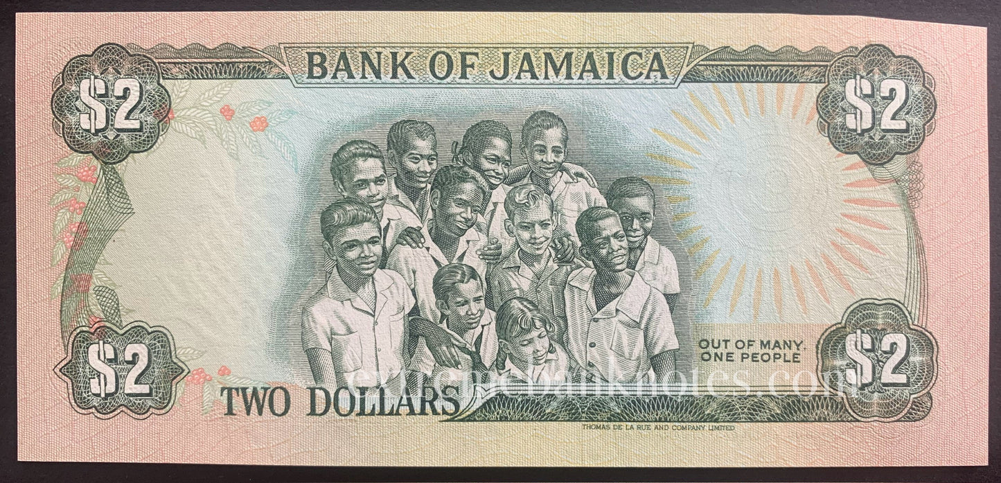 Jamaica 2 Dollars 1987 P-69b VF cut