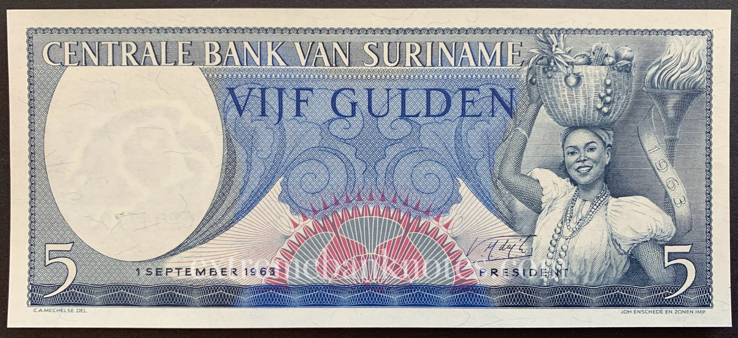 Suriname 5 Gulden 1963 P-120b UNC