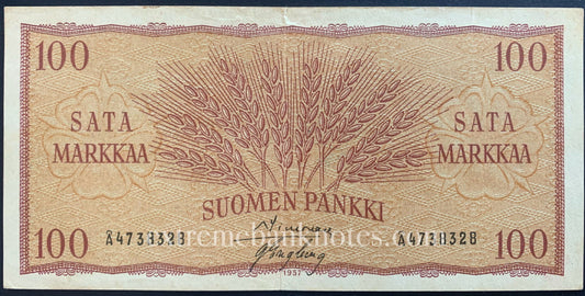Finland 100 Markka (New Markka) 1957 P-97 UNC F++