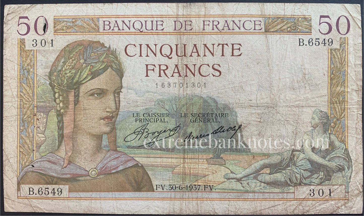 France 50 Francs 1937 P-81 G