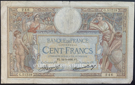 France 100 Francs 1936 P-78c G