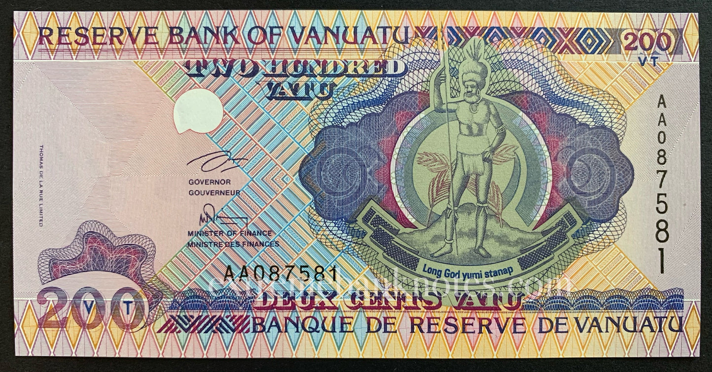 Vanuatu 200 Vatu ND (1995) P-8a UNC prefix AA